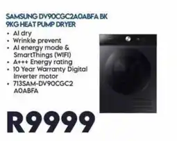 Sounds Great SAMSUNG DV90CGC2AOABFA BK 9KG HEAT PUMP DRYER offer