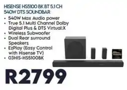 Sounds Great Hisense HS5100 BK BT 5.1 CH 540W DTS Soundbar offer