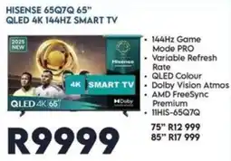 Sounds Great HISENSE 65Q7Q 65" QLED 4K 144HZ SMART TV offer