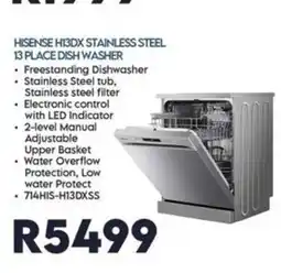 Sounds Great HISENSE H13DX STAINLESS STEEL 13 PLACE DISH WASHER offer