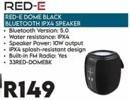 Sounds Great RED-E DOME BLACK BLUETOOTH IPX4 SPEAKER offer