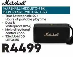 Sounds Great Marshall Middleton BK BT Portable with Battery offer
