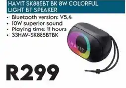 Sounds Great HAVIT SK885BT BK 8W COLORFUL LIGHT BT SPEAKER offer
