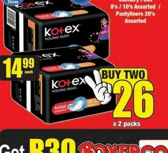 Boxer Kotex sanitary pads 2 offer