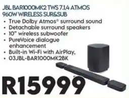 Sounds Great JBL BAR1000MK2 TWS 7.1.4 ATMOS offer