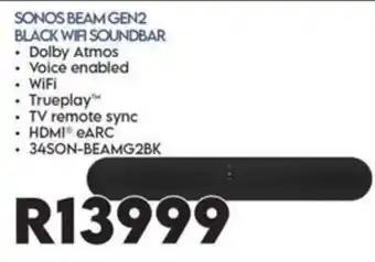 Sounds Great SONOS BEAM GEN2 BLACK WIFI SOUND BAR offer