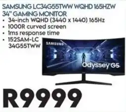 Sounds Great SAMSUNG LC34G55TWW WQHD 165HZW 34" GAMING MONITOR offer