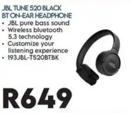 Sounds Great JBL TUNE 520 BLACK BT ON-EAR HEADPHONE offer