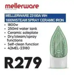 Sounds Great Mellerware 23180A WH 1800W Steam Spray Ceramic Iron offer