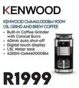 Sounds Great KENWOOD CMM40.000BM 900W 1.5L GRIND AND BREW COFFEE offer