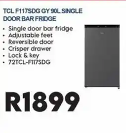 Sounds Great TCL F117SDG GY 90L SINGLE DOOR BAR FRIDGE offer