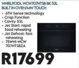 Sounds Great WHIRLPOOL WCW707HTSB BK 53L offer