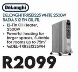Sounds Great DeLonghi TRRSE1225 White 2500W Radias 12 Fin Oil-Fil offer