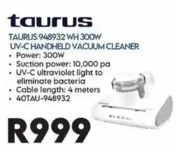 Sounds Great Taurus 948932 WH 300W UV-C Handheld Vacuum Cleaner offer