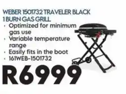 Sounds Great WEBER 1501732 TRAVELER BLACK 1 BURN GAS GRILL offer