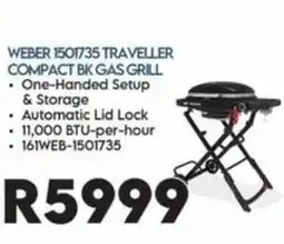Sounds Great Weber 1501735 Traveller Compact BK Gas Grill offer