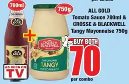 Boxer ALL GOLD Tomato Sauce & CROSSE & BLACKWELL Tangy Mayonnaise offer