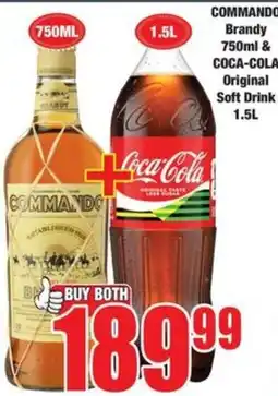 Boxer COMMANDO Brandy & COCA-COLA Original Soft Drink offer