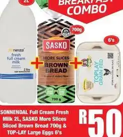 Boxer Sasko - full cream fresh milk & more slices brown bread & large eggs offer