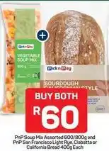 Pick n Pay Pick n pay - soup mix assorted and san francisco light rye, ciabatta or california bread offer