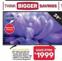 Pick n Pay Hypermarket 39 (99cm) led tv md-39ahd offer
