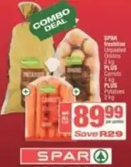 Spar Spar - freshline unpeeled onions, carrots, potatoes offer