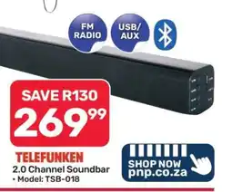 Pick n Pay Hypermarket TELEFUNKEN 2.0 Channel Soundbar offer