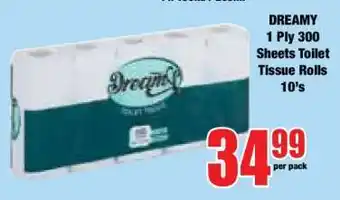 Boxer DREAMY 1 Ply 300 Sheets Toilet Tissue Rolls 10's offer