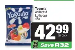Spar Yogueta Assorted Lollipops 48s offer