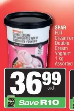 Spar SPAR Full Cream or Double Cream Yoghurt offer