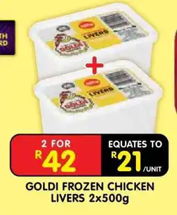 Shoprite GOLDI FROZEN CHICKEN LIVERS 2x500g offer