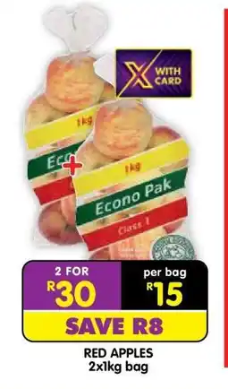 Shoprite RED APPLES 2x1kg bag offer