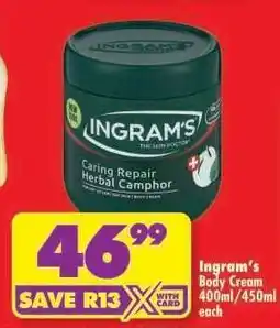 Shoprite Ingram's Body Cream 400ml/450ml offer