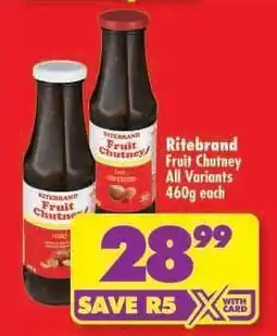 Shoprite Ritebrand Fruit Chutney All Variants 460g each offer