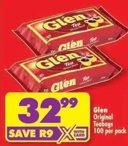 Shoprite Glen Original Teabags 100 Per Pack offer