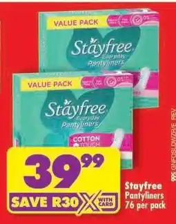 Shoprite Stayfree Pantyliners 76 per pack offer
