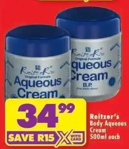 Shoprite Reitzer's Body Aqueous Cream 500ml each offer