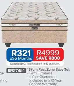 OK Furniture Restonic 137cm Rest Zone Base Set offer