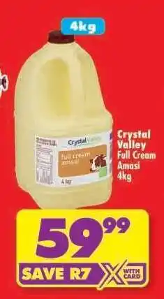 Shoprite Crystal Valley Full Cream Amasi 4kg offer