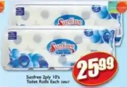 A5 Cash & Carry Sunfree 2ply Toilet Rolls offer