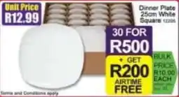 A5 Cash & Carry Dinner Plate White Square offer