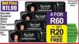 A5 Cash & Carry Secrets Superior Black Permanent Hair Colour Kit offer