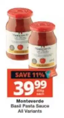 Checkers Monteverde Basil Pasta Sauce offer