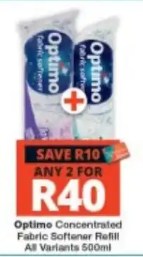 Checkers Optime Concentrated Fabric Softener Refill offer