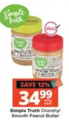 Checkers Simple Truth Crunchy/Smooth Peanut Butter offer