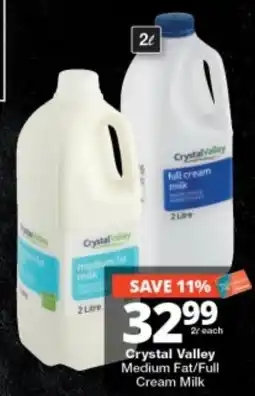 Checkers Crystal Valley Medium Fat/Full Cream Milk offer