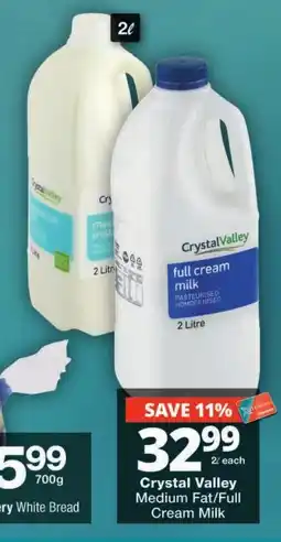 Checkers Crystal Valley Medium Fat/Full Cream Milk offer