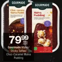 Checkers Gourmade Malva/ Sticky Toffee/ Choc-Caramel Malva Pudding offer