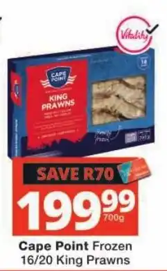 Checkers Cape Point Frozen 16/20 King Prawns offer