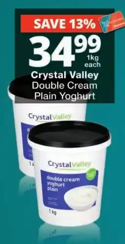 Checkers Crystal Valley Double Cream Plain Yoghurt offer